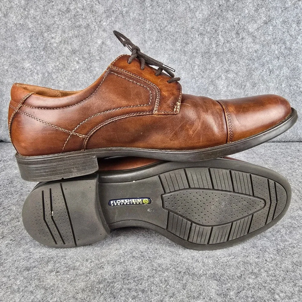 Florsheim Oxford Mens Brown Cap Toe Comfortech Ortholite Dress Shoes